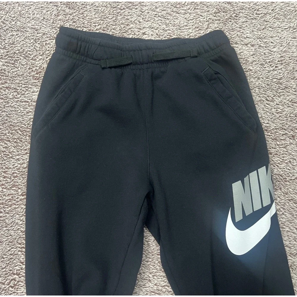 Nike Kids Youth L Black Fleece Jogger Sweatpants Big Logo Swoosh